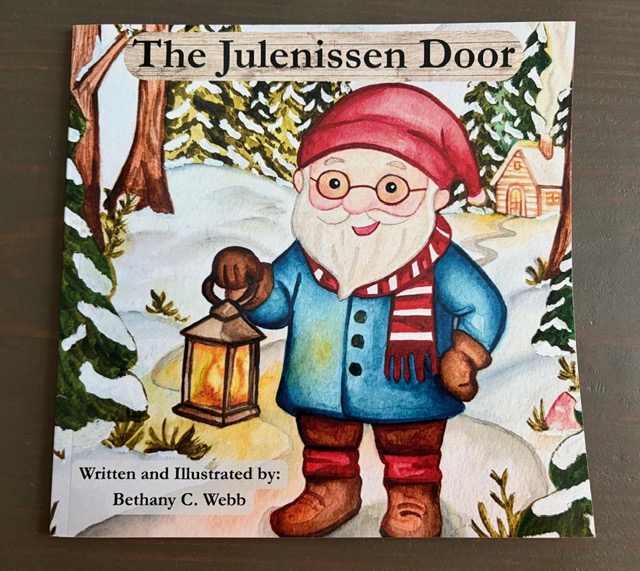 The Julenissen Door watercolor storybook cover by Bethany C. Webb